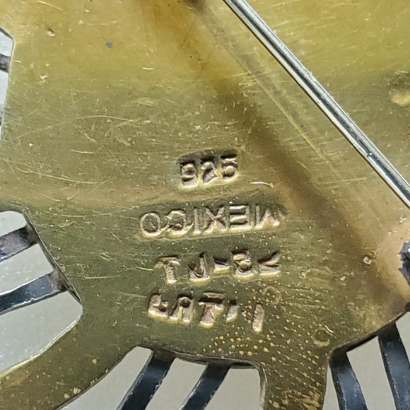 TAXCO Sun Face Gold tone and Sterling Brooch - Picture 4 of 5